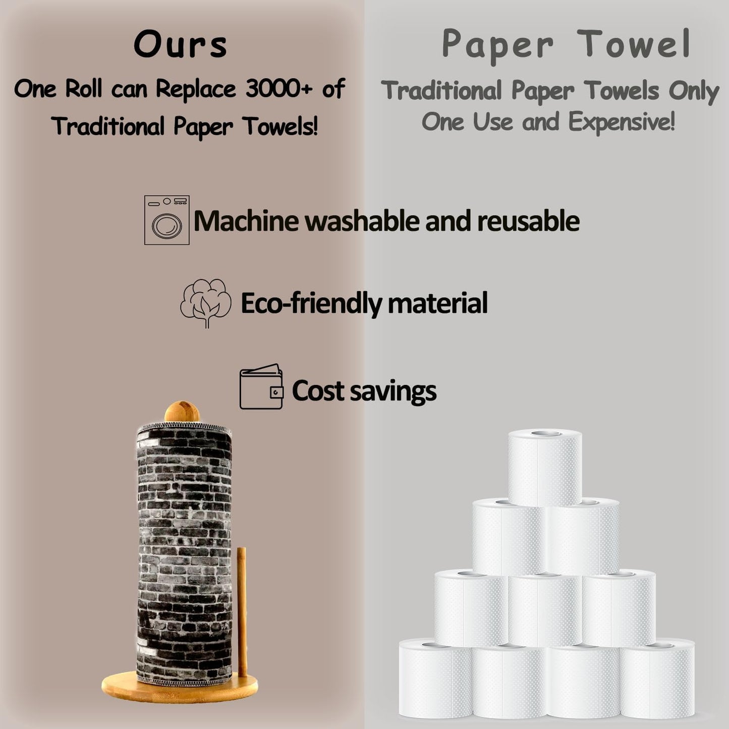 25 Pack Reusable Paper Towels, Paperless Towels Roll Washable Cotton Cloth for Kitchen Towels Zero Waste Products Alternative Paper Towels Alternative (Bohemian)