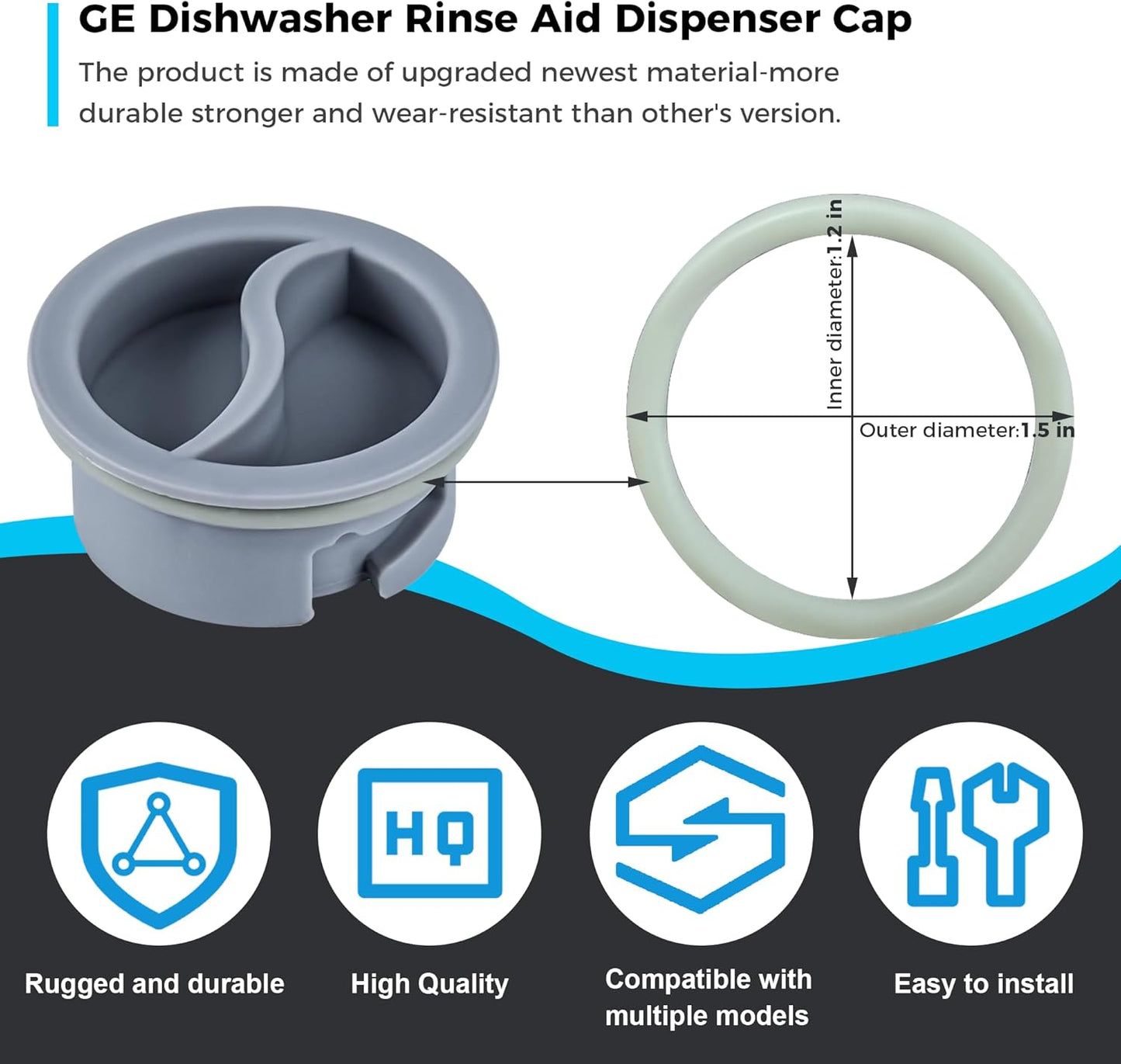 Romalon WD12X10122 Dishwasher Rinse Aid Dispenser Cap Fit for GE Dishwasher Replaces WD12X10102 WD12X10200 PS958932 EAP958919