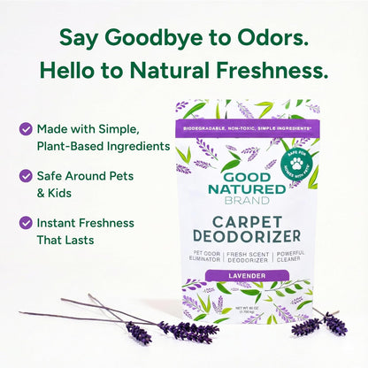 Good Natured Brand | Carpet Deodorizer & Freshener Powder | 31 oz Pet Odor Eliminator for Strong Odor & Pet Urine | Fresh Natural Lemon Scent | Safe for Homes with Pets