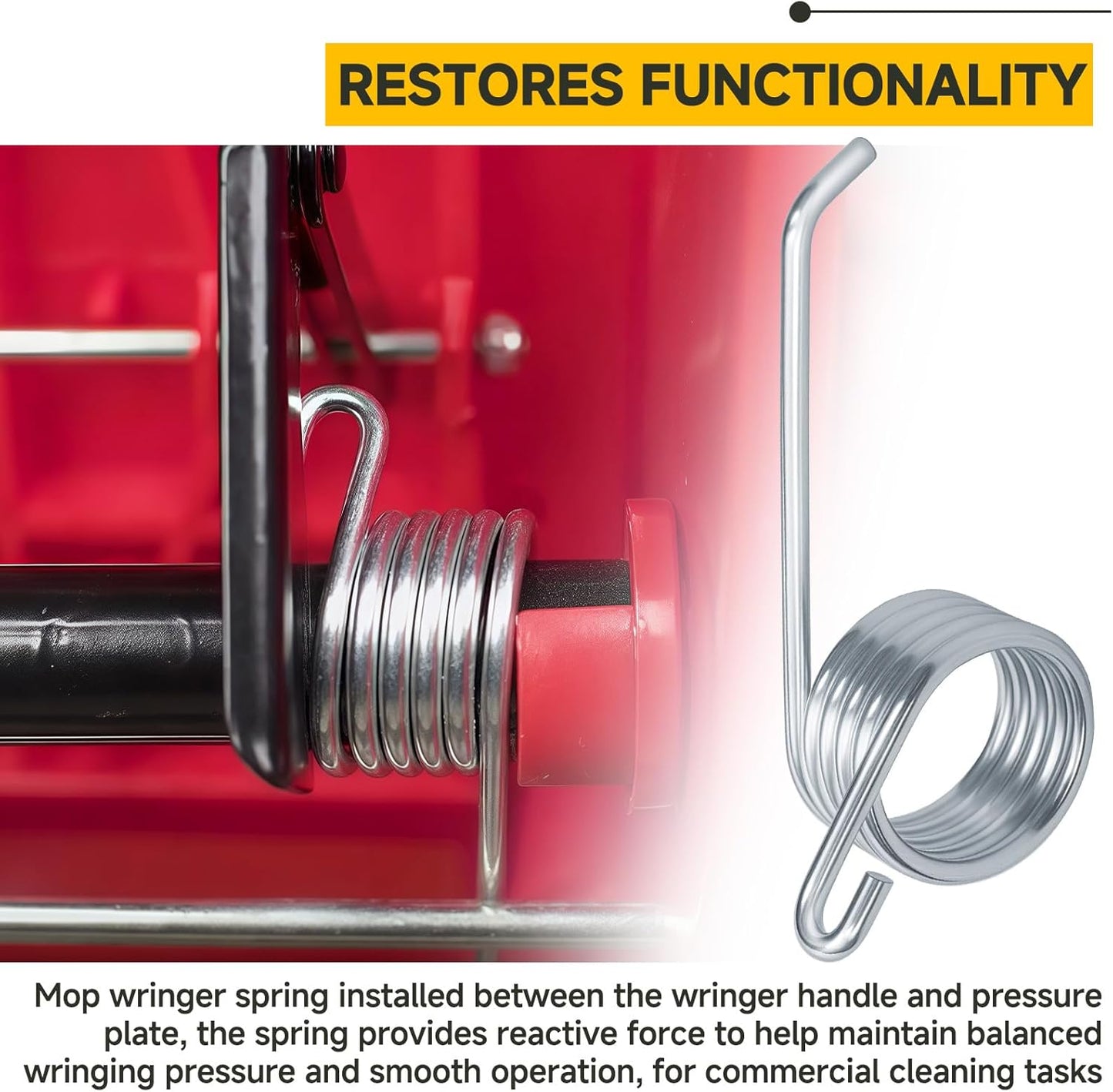 (2pcs) 5 Loops FG6127L40000 Commercial Mop Bucket Wringer Spring Replacement Compatible with rubbermaid FG612788 Series Mop Bucket Ringer Torsion Water Side-Press Spring Parts FG6127L4