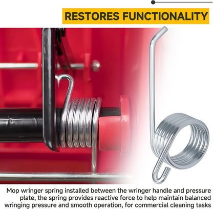 (2pcs) 5 Loops FG6127L40000 Commercial Mop Bucket Wringer Spring Replacement Compatible with rubbermaid FG612788 Series Mop Bucket Ringer Torsion Water Side-Press Spring Parts FG6127L4