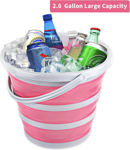2 Pack Collapsible Buckets 10L 2.6 Gallon Cleaning Bucket Mop Bucket Folding Foldable Portable Small Plastic Water Supplies for Outdoor Garden Camping Fishing Car Wash Space Saving