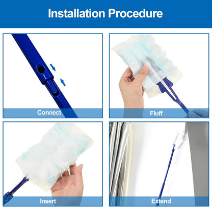 Replacement Handles Compatible with Swiffer Duster Refill, Swiffer Duster Extended Handle,Foldable & Extendable Dust Handle Only(Blue 3pcs)