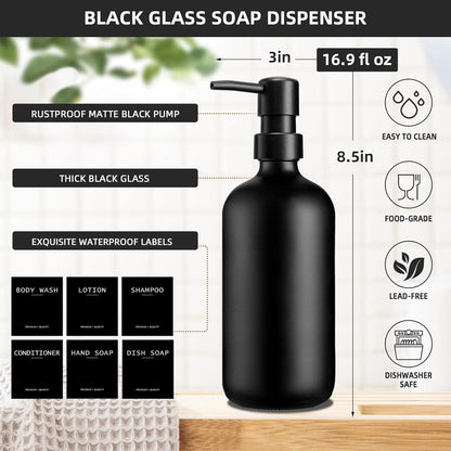 Dish Soap Dispenser for Kitchen, 16.9 fl oz Amber Hand and Dish Soap Dispensers, Kitchen Soap Dispenser Set with Sponge Holder, Brush Holder and Loofah Sponge, Countertop Sink Organizer Accessories