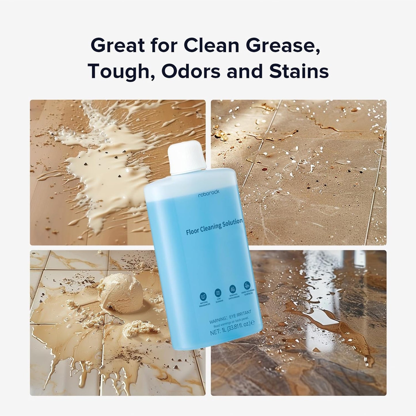 roborock Floor Cleaning Solution, Floor Cleaner for Hardwood, Compatible Robot Vacuums with Mopping and Wet and Dry Vacuum, 1L, 33.8 Fl. OZ