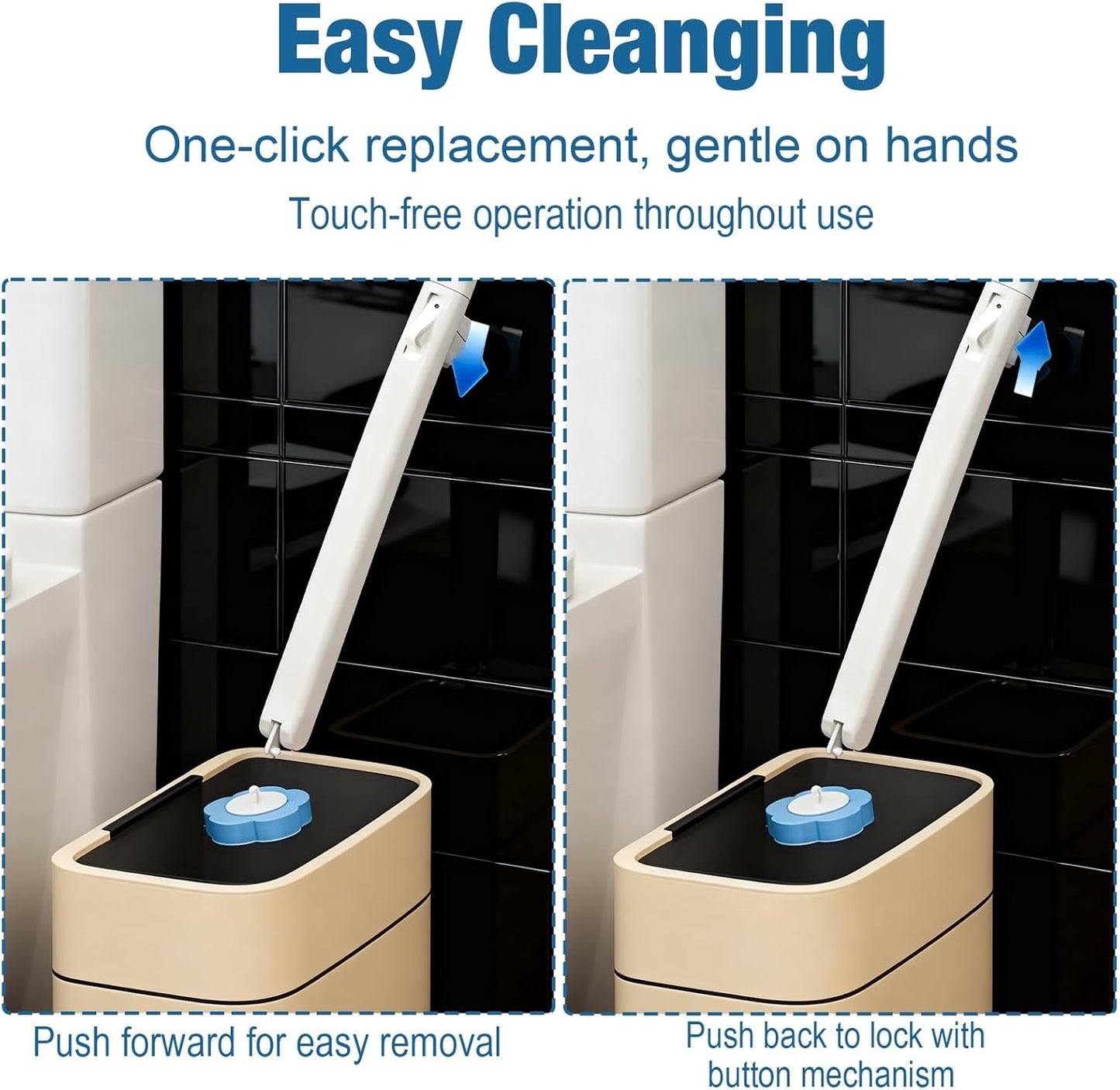 2 Pack Disposable Toilet Brush and Holder Set, Automatic lid-Opening and Closing Toilet Brush with Holder 48 Refills for Bowl Cleaners Bathroom Cleaning Bathtub