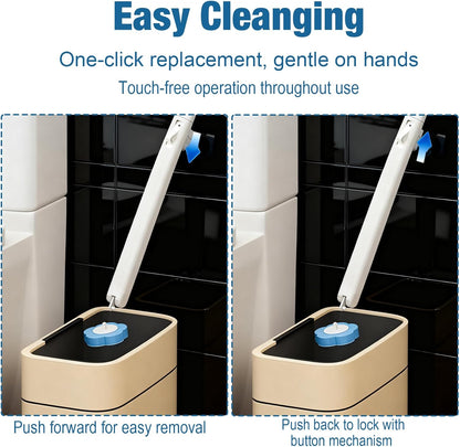 2 Pack Disposable Toilet Brush and Holder Set, Automatic lid-Opening and Closing Toilet Brush with Holder 48 Refills for Bowl Cleaners Bathroom Cleaning Bathtub