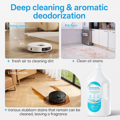 Nukisa 1L Sweet Orange Floor Cleaning Solution Compatible with Roborock&Eufy&iRobot&Ecovacs&Dreame&Shark, Fragrance Deodorization, Deep Cleans for Multiple Hard Floors, Suitable With All Robot Vacuum