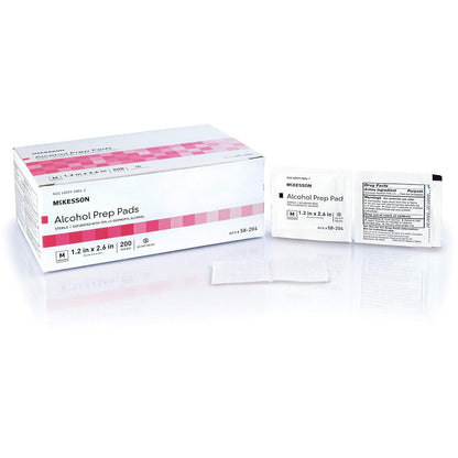 McKesson Alcohol Prep Pads [Pack of 100] 70% Isopropyl, Individually Wrapped Wipes, Sterile, Medical-Grade, First Aid, Large