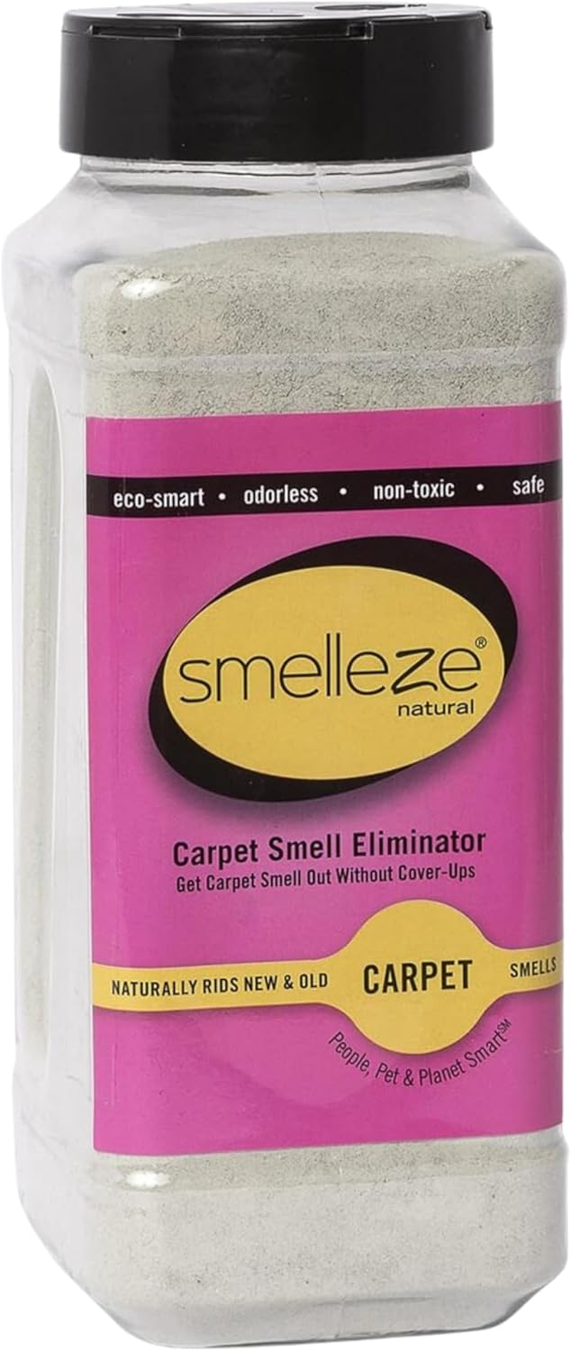 SMELLEZE Natural New Carpet Smell Deodorizer, Carpet Odor Eliminator Powder - Deodorizes All New Carpets, Rugs & Upholstery, 2 lb. Powder