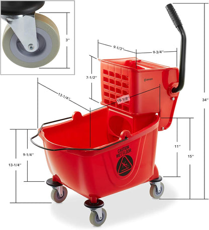 Dryser Commercial Mop Bucket with Side Press Wringer, 26 Quart, Black