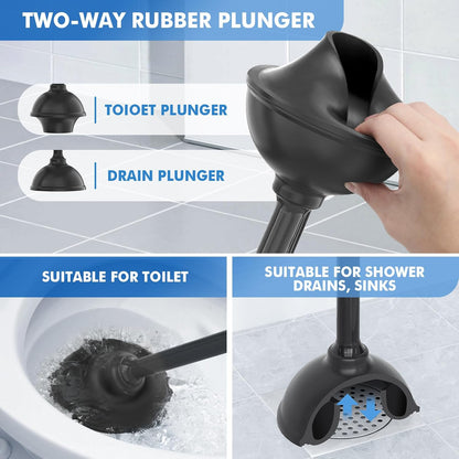 LOVLOY Toilet Plunger and Brush, Bowl Brush and Heavy Duty Toilet Plunger Set with Ventilated Holder, 2-in-1 Toilet Brush and Plunger Combo for Bathroom Cleaning (2, White)