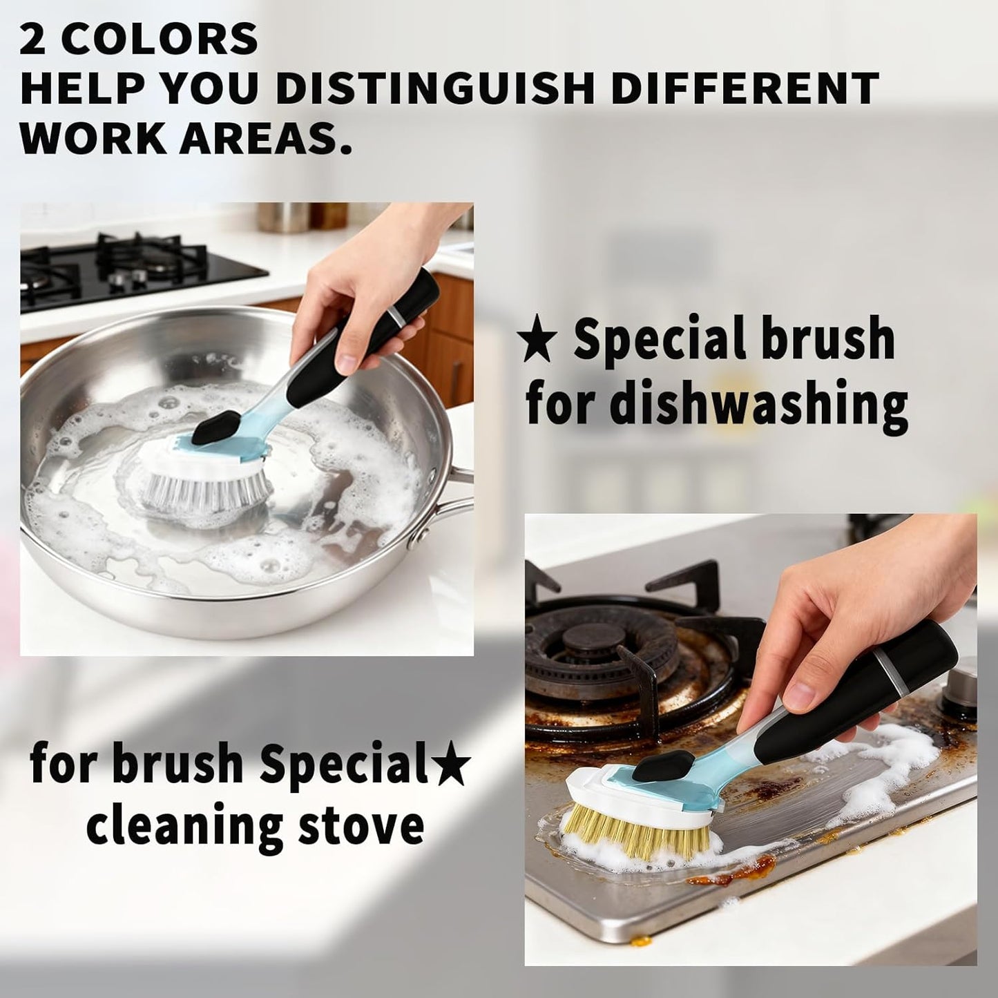 Dish Brush Refill Head for OXO Soap Dispensing Dish Brush, 6 Pack Dishwashing Brush Head Replacement, White