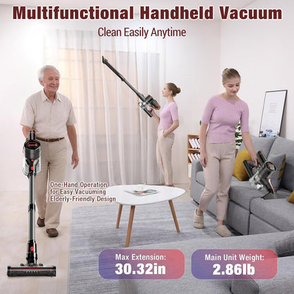 Cordless Vacuum Cleaner, 450W 40Kpa Stick Vacuum with Powerful Suction, 50Mins Vacuum Cleaners for Home, Anti-Tangle Brush, 8 in 1 Lightweight Vacuum for Hard Wood Floor Carpet Pet Hair