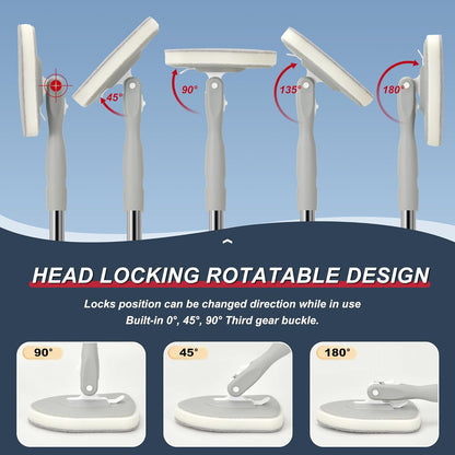 Tile Tub Floor Cleaner Scrubber With Long Handle - 5-in-1 Shower Brush Set for Bathroom, Kitchen, Walls, Sink - Includes Window Scraper and 3 Detachable No Scratch Heads