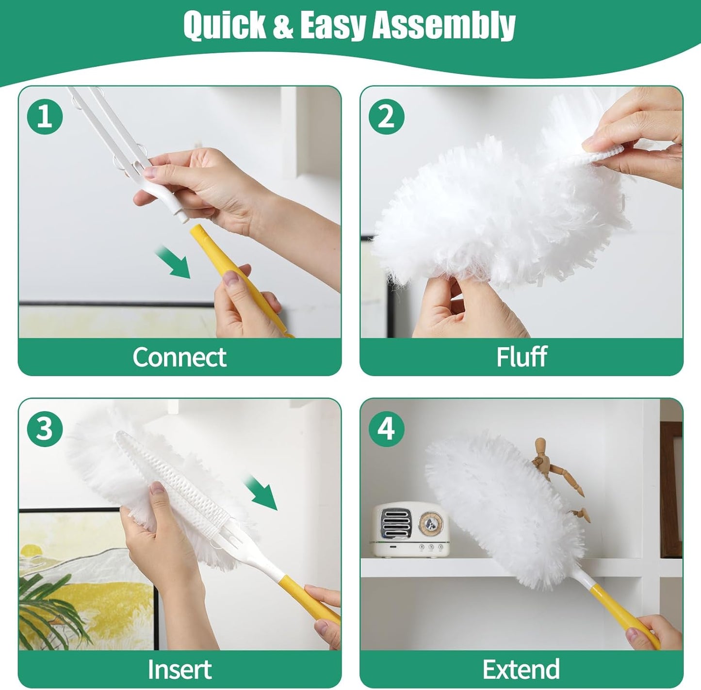 60 Count Electrostatic Duster Refills Compatible with Swiffer Duster, Multi-Surface Dusting Refills, Microfibre Dusters for Cleaning, Unscented