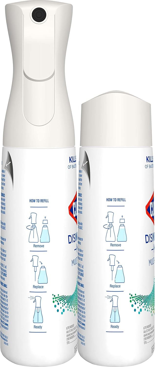 Clorox Disinfecting Mist Refill, Multi-Surface Disinfectant, Household Essentials, Lemongrass Mandarin, 16 Fluid Ounces