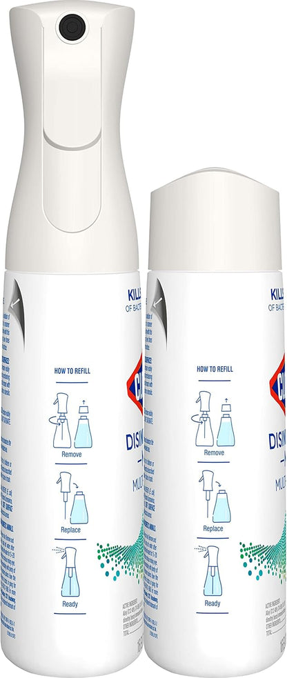 Clorox Disinfecting Mist Refill, Multi-Surface Disinfectant, Household Essentials, Lemongrass Mandarin, 16 Fluid Ounces