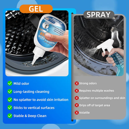 Home Mold Stain Remover Gel for Washer Seal, Thick No Scrub Mold Cleaner for Front Load Washing Machine, Bathroom Tile Grout & Silicone, Deep Cleaning & Odor Removal-Household Stain Cleaner