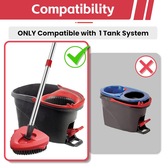 Spin Mop Replacement Mop Compatible with O Cedar 1 Tank System, 2 Microfiber Mop Heads Replacements, 58" Mop Replace Handle, 1 Scrub Brush Attachment and 1 Mop Base for Ocedar EasyWring Spin Mop