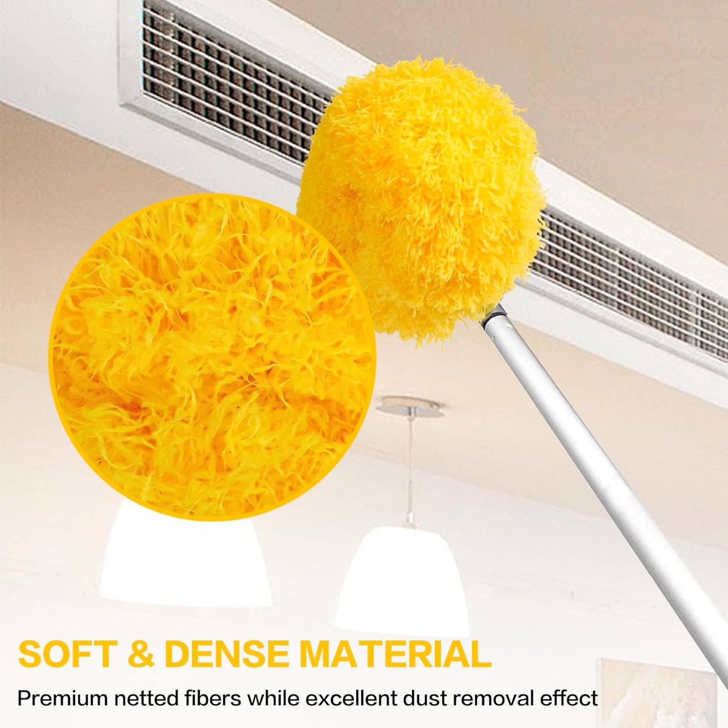 Ceiling Fan Cleaner Duster Reusable Microfiber Ceiling Fan Blade Cleaner Removable Duster with Extension Pole Adjusts 13 to 49.7 Inch for Cleaning Walls Bookshelves Furniture Door Window Top (Blue)