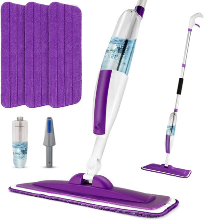 Mops for Floor Cleaning Wet Spray Mop with 14 oz Refillable Bottle and 2 Washable Microfiber Pads Home or Commercial Use Dry Wet Flat Mop for Hardwood Laminate Wood Ceramic