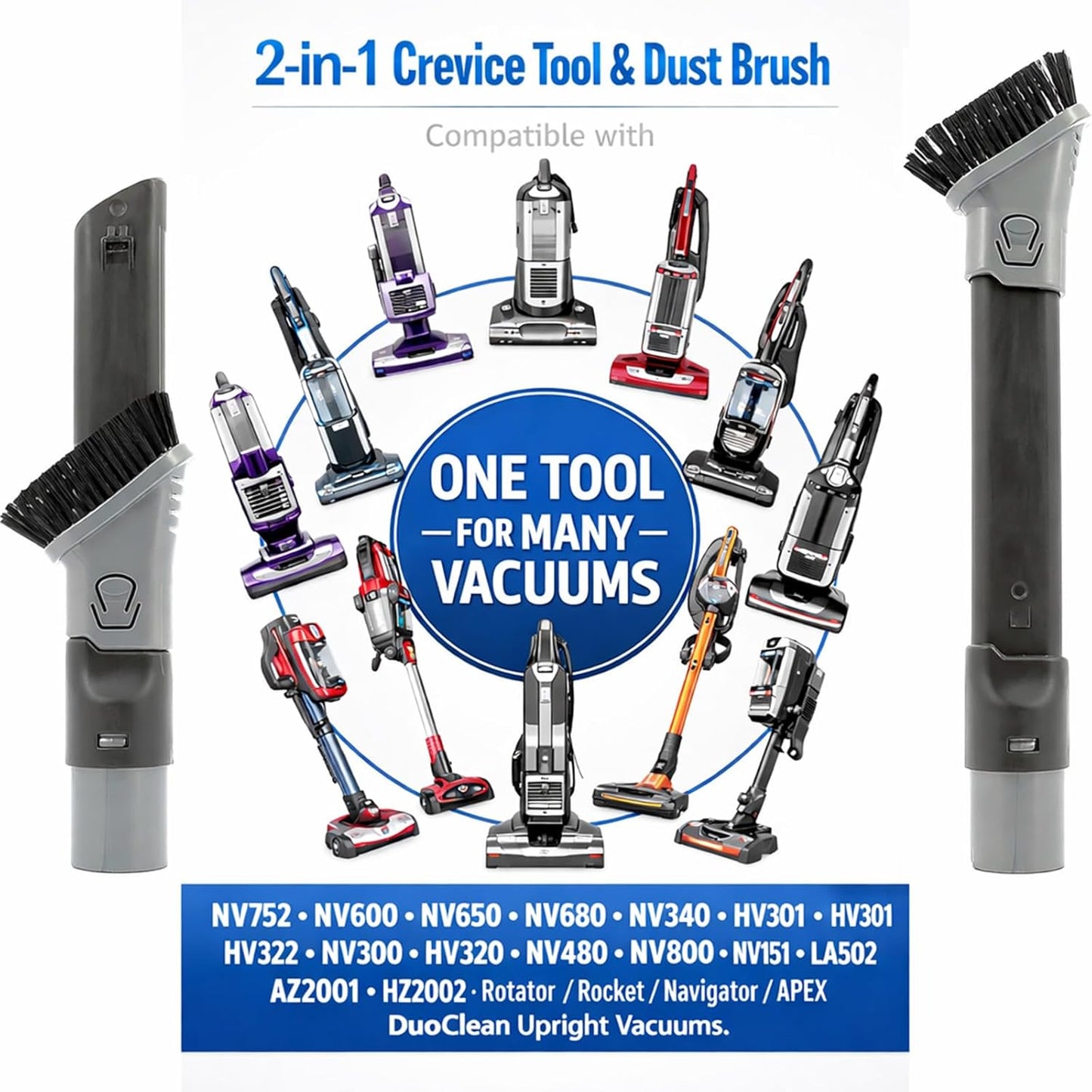 Qualtex 2 in 1 Duster Crevice Tool Compatible with Shark NV752, NV600, NV650, NV680, NV340, HV301, HV322, HV300, HV320, NV480, NV800, NV151, LA502, AZ2001, HZ2002