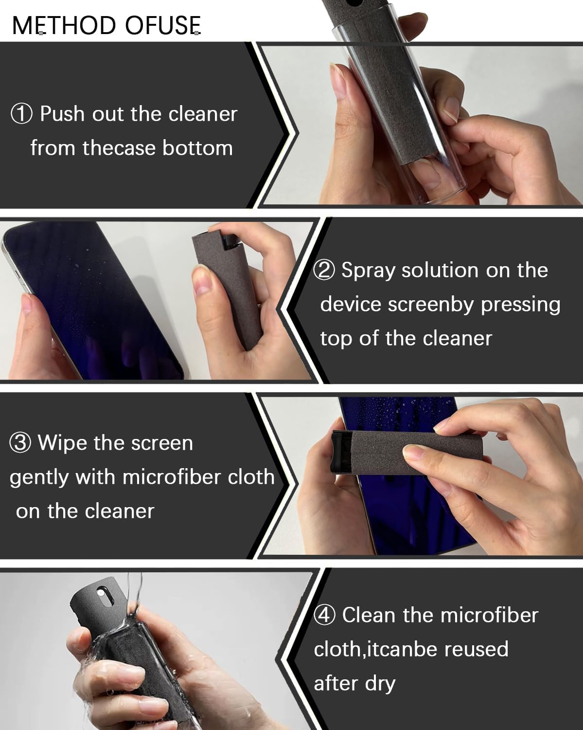 Screen Cleaner Spray and Wipe Touch Screen Cleaner for iPhone iPad Computer Laptop Tablet MacBook Cell Phone Eyeglasses（Pink）