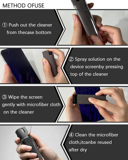 Screen Cleaner Spray and Wipe Touch Screen Cleaner for iPhone iPad Computer Laptop Tablet MacBook Cell Phone Eyeglasses（Pink）