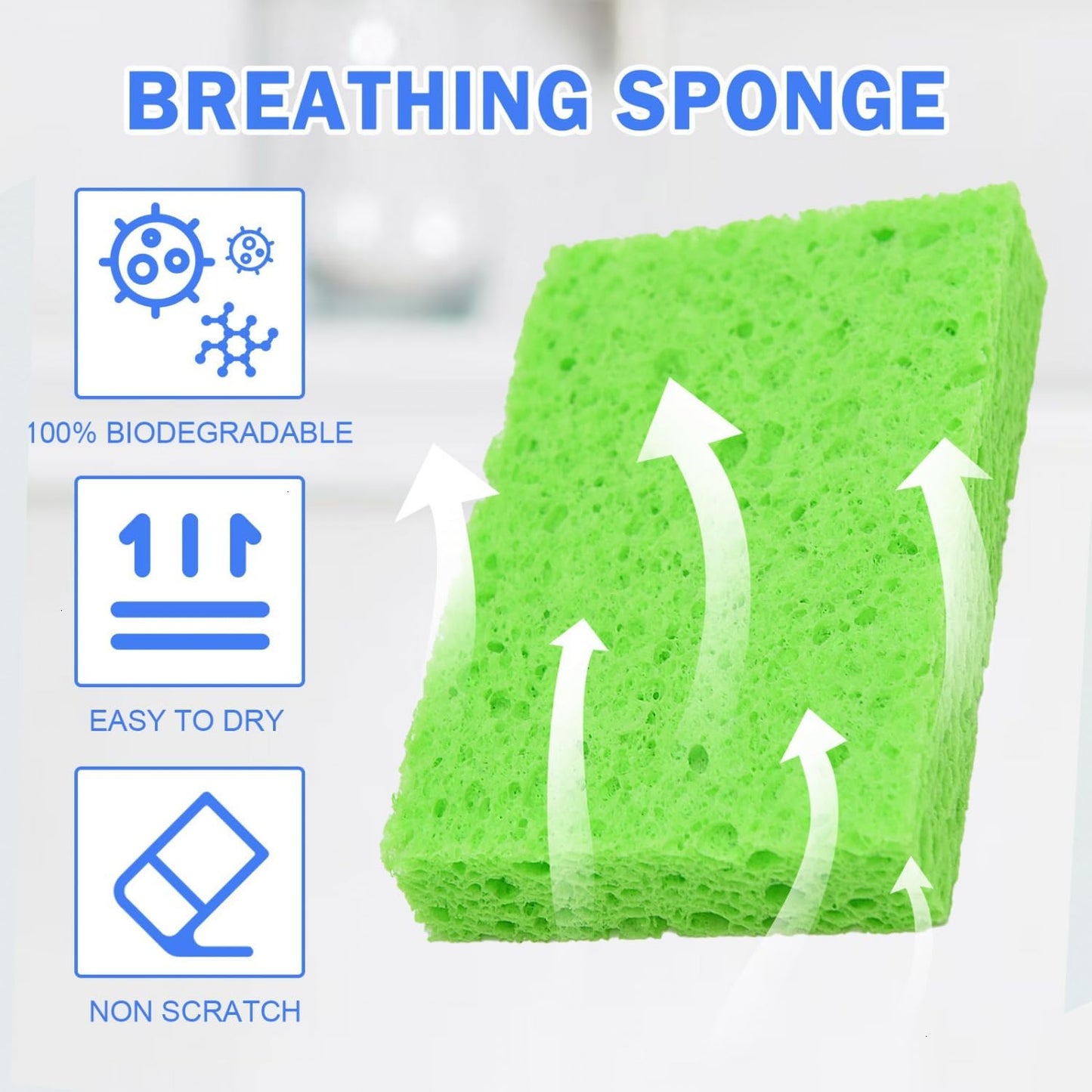 YoleShy 48 Pack Sponges Kitchen Natural Compressed Cellulose Sponges Durable Dish Sponge for Cleaning & DIY Reusable