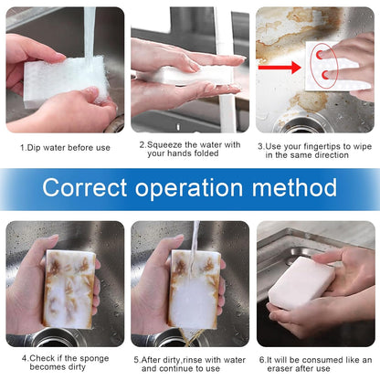 Magic Erasers Sponge, 100 Pack Extra Premium Melamine Sponge Foam Cleaning Pads in Bulk, Non-Scratch Scrub Sponge, Household Cleaning Kitchen Dish Sponges (White)