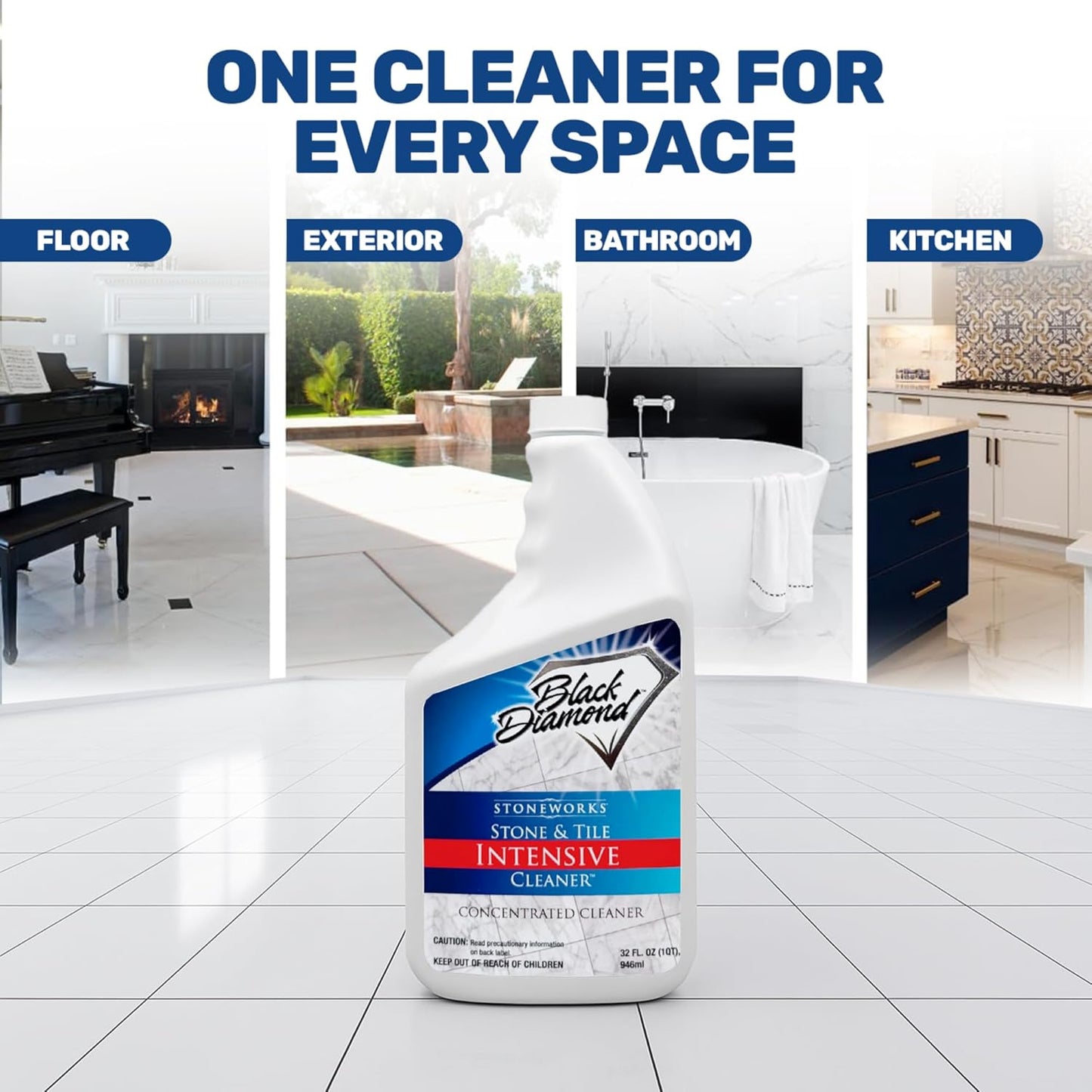 Black Diamond Stoneworks Stone & Tile Intensive Cleaner: Concentrated Deep Cleaner, Marble, Limestone, Travertine, Granite, Slate, Ceramic & Porcelain Tile.