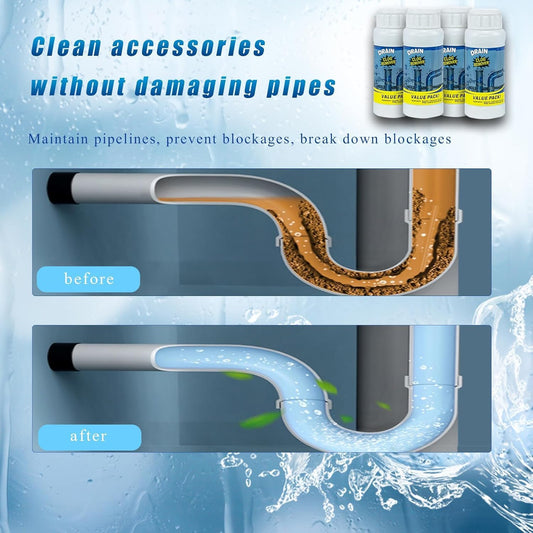 Powerful Fast-Acting Drain Cleaner Powder – Sink and Drain Clog Remover for Kitchen & Toilet Pipes – Deep Cleaning Formula, Fast Foaming, Heavy-Duty Clog Remover