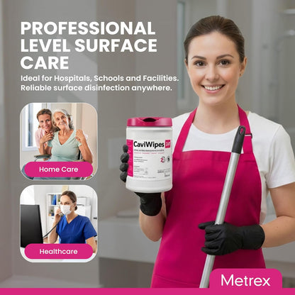 Metrex – CaviWipes 2.0 Disinfecting Wipes for Healthcare, Dental & Clinical Use – Manual Pull, Pre-Moistened, Non-Sterile, Disposable 6" x 6.75" – 160 Wipes per Canister, Pack of 1