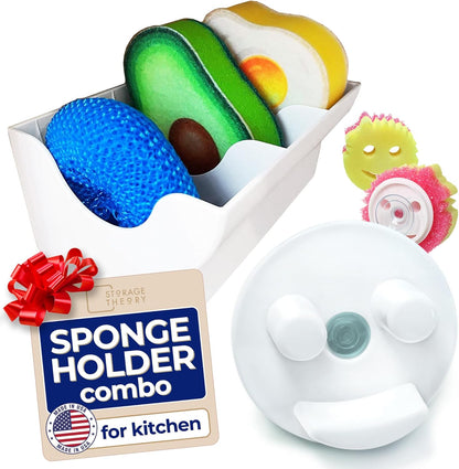 BeraTek Scrub Daddy Holder - Suction Cup Kitchen Sink Caddy - Keep Sponges Clean & Dry - Compatible with Sponge Daddy & Scrub Mommy - Mothers Day Gift for Mom - White, 1-Pack