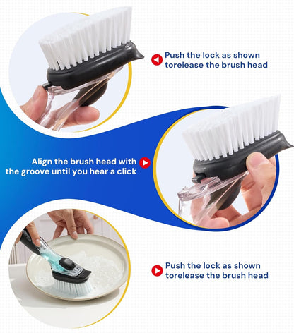 Dish Brush Refills Head for OXO - 4 Pack Dish Brush Cleaning Soap Dispensing Head Replacement for Scrubber, Kitchen Dish Brush Replacement Head for OXO Dish Brush Refill Head