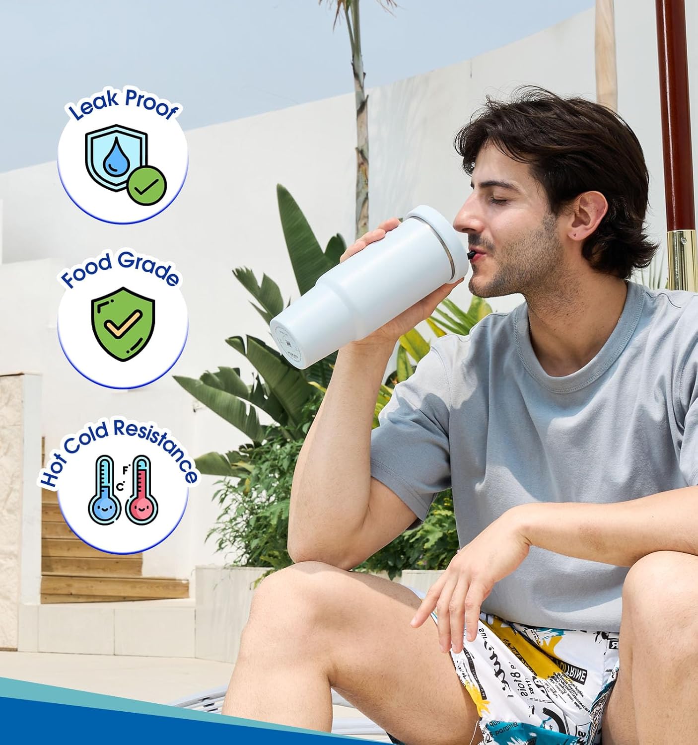 40 Oz Tumbler Flip Straw Lid Compatible with Stanley Quencher Cup, Anti Spill Replacement Cup Covers, Durable Silicone Leak Proof Lids with Cleaning Brush Set for Travel Storage