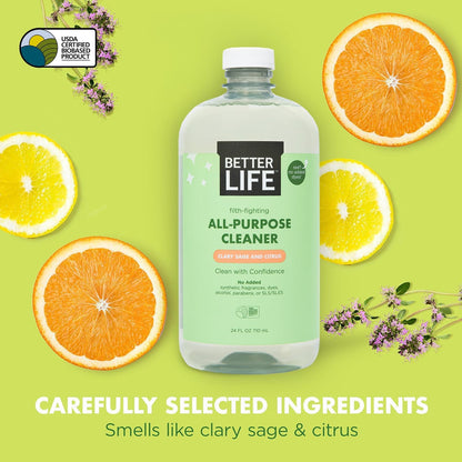 Better Life All Purpose Cleaner - Multipurpose Home and Kitchen Cleaning Spray for Glass, Countertops, Appliances, Upholstery & More - Multi-surface Spray Cleaner - 24oz (Pack of 2) Unscented