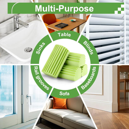 Jeymei 4-Pack Damp Clean Duster Sponge,Gray Damp Dusting Sponge,Duster Baseboard Cleaner Sponge with Ridges,Reusable Wet Duster Sponge,Household Cleaning Sponges for Blinds,Window Track Grooves