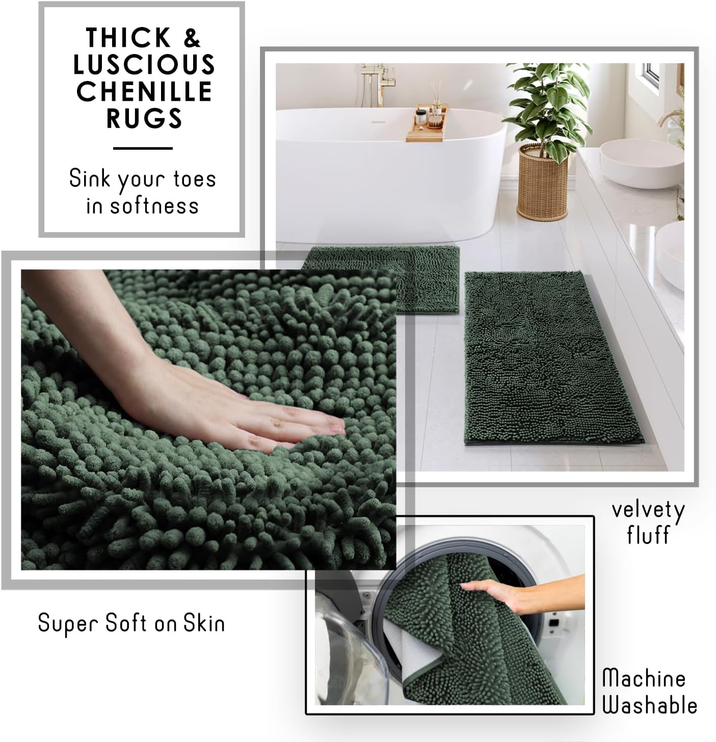 Clara Clark Bathroom Set - Sage Green Bathroom Accessories Set, 6PC Bathroom Accessory Set, Bathroom Sets with Toilet Brush, Trash Can & Soap Dispenser