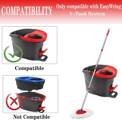 Spin Mop Replacement Head Mop Replace Head Compatible with O Cedar EasyWring Spin Mop - 4 O-Ceda Mop Refills、30-58in Mop Handle and 1 Mop Base and 1 Mop Base Scrub Brush Combo Set