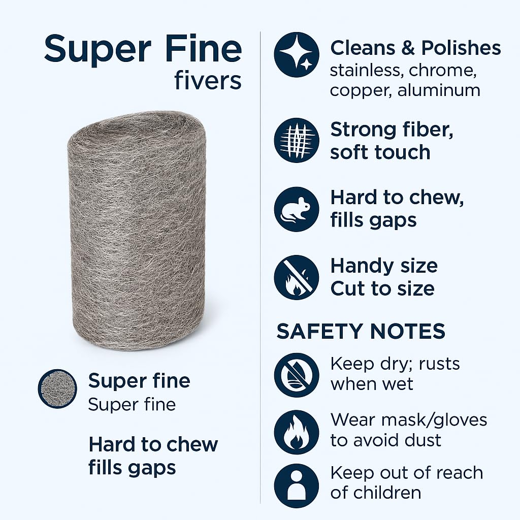 Steel Wool #0000 Grade Pads, 36 Pack – Flexible Cut to Size Wire Wool for Glass Shower Door Hard Water Removal, Chrome & Stainless Steel Polishing, Weep Hole Gap Filler, Mice Control & Rodent Barrier