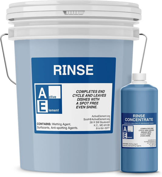 Commercial Dishwasher Rinse - Makes One 5-gallon pail - For High Temperature and Low Temp Dishwasher Machine - Commercial Strength