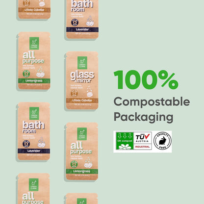Green Llama Eco-Friendly Cleaning Tablet Variety Pack - Multi-Surface, Glass & Bathroom Cleaner Refills, Compostable, Plant-Based, Family & Pet Safe - Sample Pack with 6 Tablets