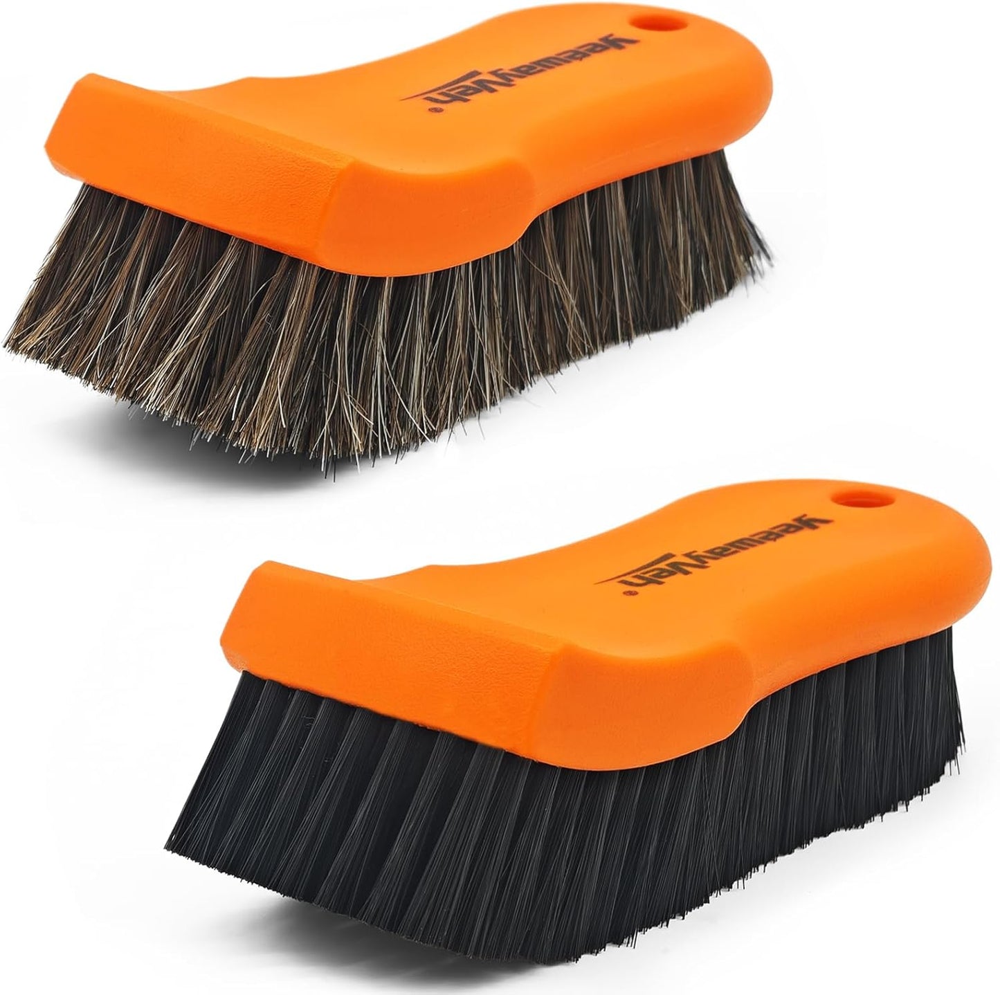 YeewayVeh 3pcs Car Detailing Brush Set, Boars Hair Detailing Brushes, Ultra Soft Detail Brush for Air Vent Leather Seat, Scratch Free Car Detailing Brushes for Interior Exterior, Orange