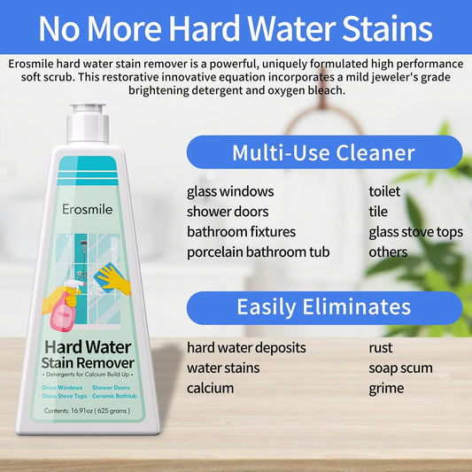 Hard Water Stain Remover, Shower Glass & Shower Door Cleaner, Removes Calcium Build Up for Toilet Bowl & All Household Cleaner -16.91oz