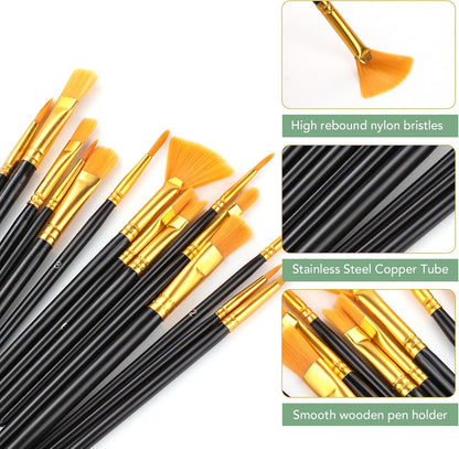 Acrylic Paint Brush Set, 1 Packs / 10 pcs Watercolor Brushes Painting Brush Nylon Hair Brushes for All Purpose Oil Watercolor Painting Artist Professional Kits.