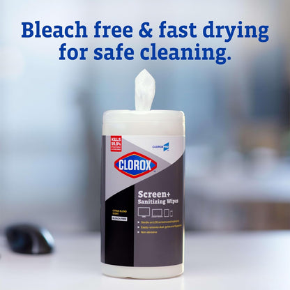 CloroxPro Clorox Screen+ Sanitizing Wipes, Bleach Free Cleaning Wipes, Citrus Blend Scent, 75 Count