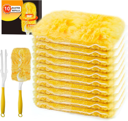 Duster Refill Compatible with Swiffer Duster, Heavy Duty Duster Refills Kit for Cleaning Dusting, Multi Surface 360 Feather Duster, 20 Count Disposable Refills with 1 Handle