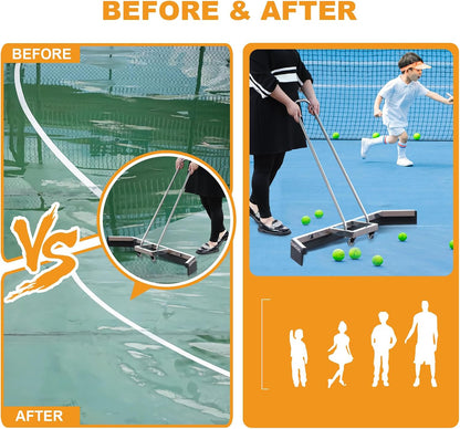 4.5FT Sport Tennis Court Squeegee Floor Squeegee Heavy Duty Commercial Squeegee for Floors with 2PCs EVA Foam Blade- Stainless Steel Silver